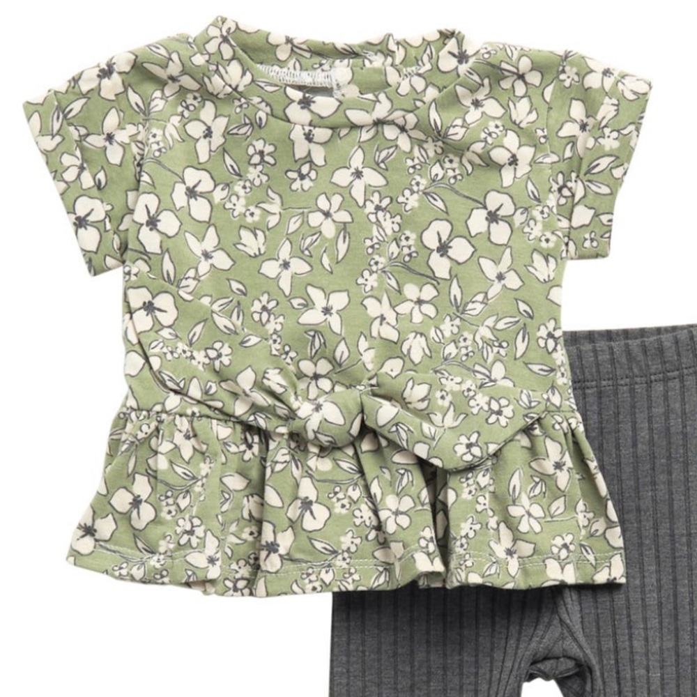 Jessica Simpson 2-piece Peplum Top & Ribbed Leggings set 3/6M